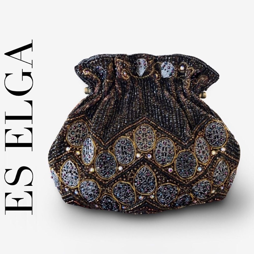 LUXURY ES ELGA BEADED BAG EVENING VINTAGE CROSSBODY/CLUTCH